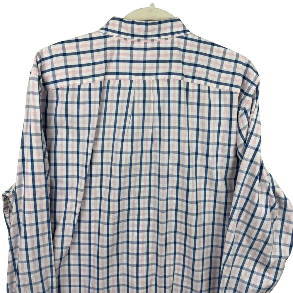 Banana Republic Shirt Grant Fit Men's XL Pink‎ Blue Plaid Cotton Button Down